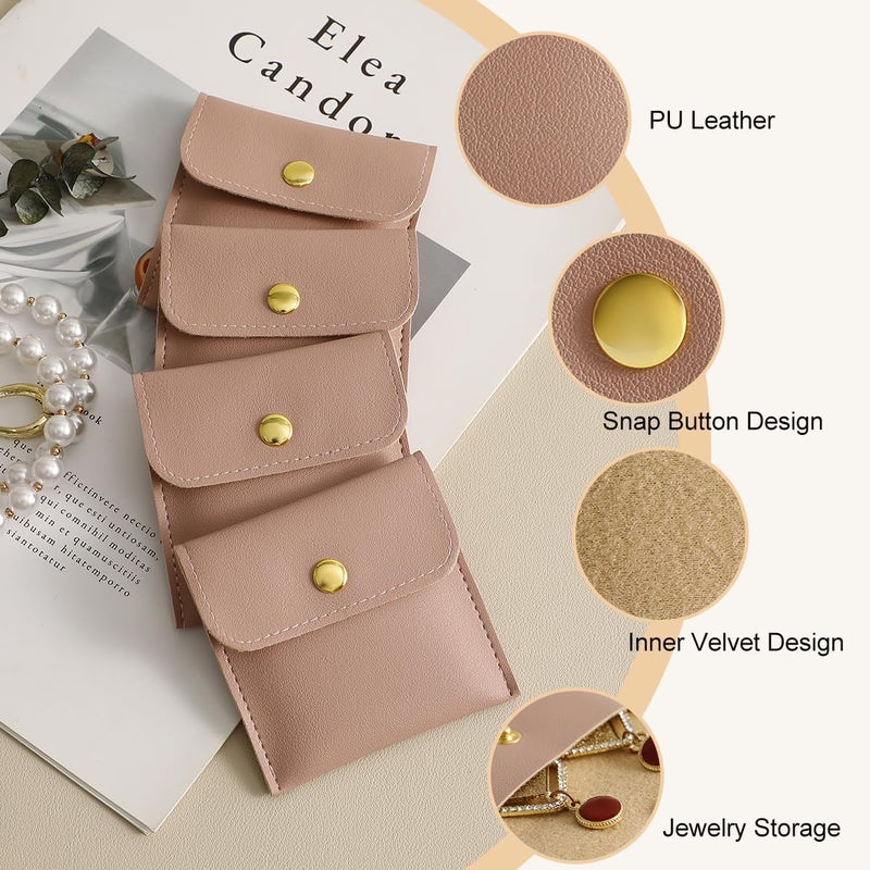 Handmade 40pcs PU Leather Small Bags for Jewelry 8 x 8cm Snap Button Jewelry Packaging Bag Dark Pink Luxury Small Favor Bags Jewelry Gift Bags for Earrings Necklaces Bracelet Ring - Image 3